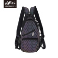 Custom lingge luminous reflective cross body chest bag waterproof holographic fashion geometric PU leather outdoor waterproof