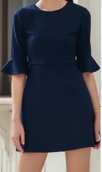 Pretty Steps navy half sleeve dress 2016 summer women fashion chiffon casual dress half sleeve elegant one-piece women dress
