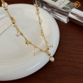 18k Gold Plated Stainless Steel Real Pearl Necklace