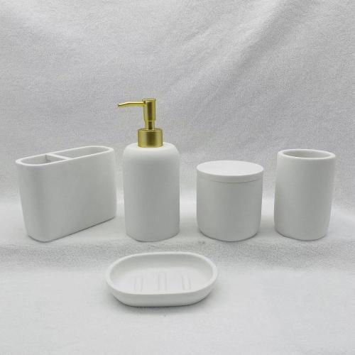 White Bathing Set Resin Bottle