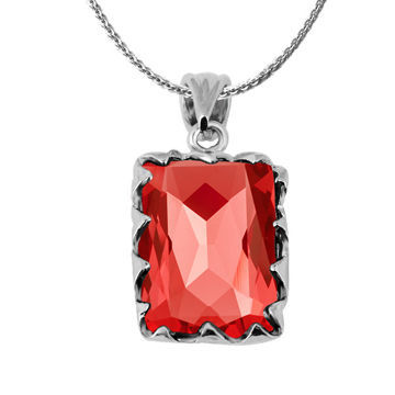 18k Gold Plated Necklace Pendant with Big Red Zircon Stone for Wholesale