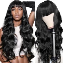 Wig Body Wave με Bangs 2x4 δαντέλα