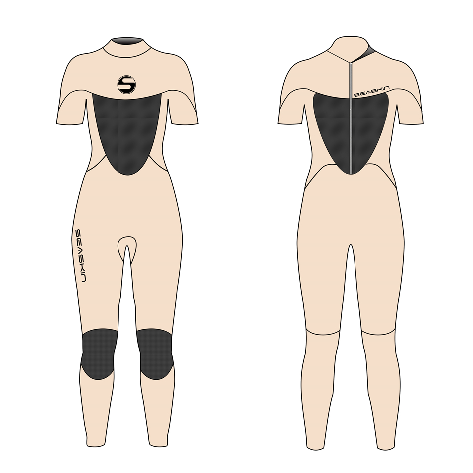Seaskin neoprene बैक ज़िप शॉर्ट स्लीव स्प्रिंग wetsuits