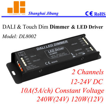 DALI dimmers,DALI dimming driver, DALI pwm dimmer, Constant Voltage 2Channels/12-24V/10A/240W pn:DL8002