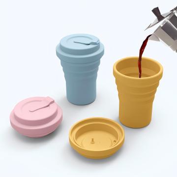 Portable Silicone Collapsible Coffee Cup with Lid and Straw