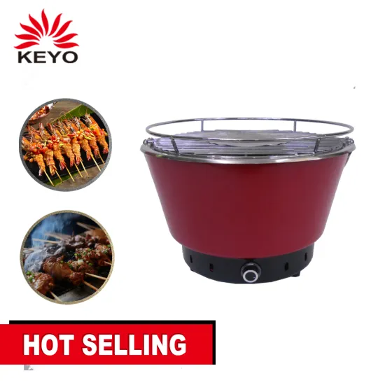 Outdoor Portable Metal Stainless Steel Flat Top Smokeless Charcoal Bucket Barbecue Grill With Charcoal Tray For Travel