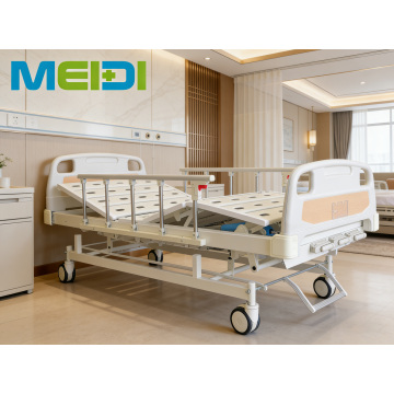 Hot Selling 3-Crank Care Bed with Perforated Surface, Central Locking Brake & 4 Small Guardrails