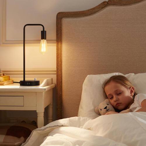 USB Industrial Edison Nightstand Bedside Table Lamp