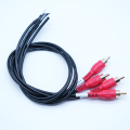 Custom 4CH RCA Male to Bare Wire Pigtail Audio Video Cable Assembly 20AWG Gold-Plated Red Connector Wire Harness