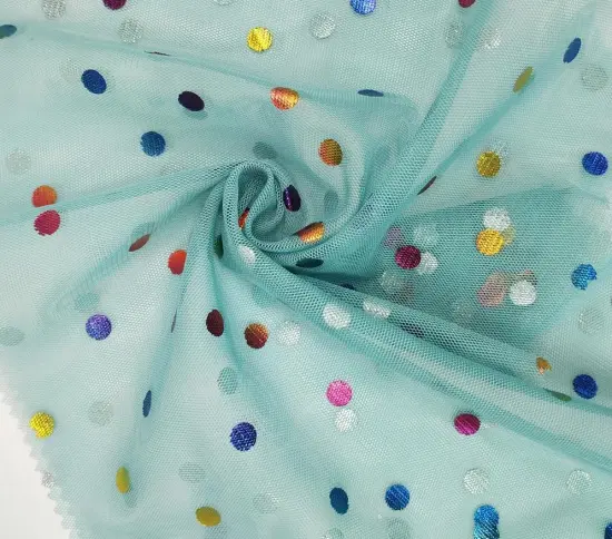 Colorful foil polka dot tulle fabric for dress