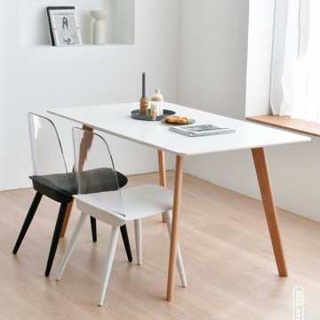 Modern White Rectangular Solid Wood Foldable Dining Table Set for Household & Bar Use