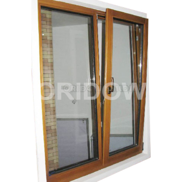 UPVC Tilt and Turn Window with Wood Grain Color