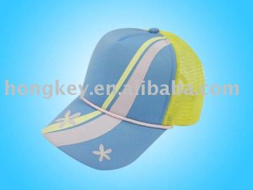 5-panel fashion blue yellow foam mesh trucker cap/hat for promotion