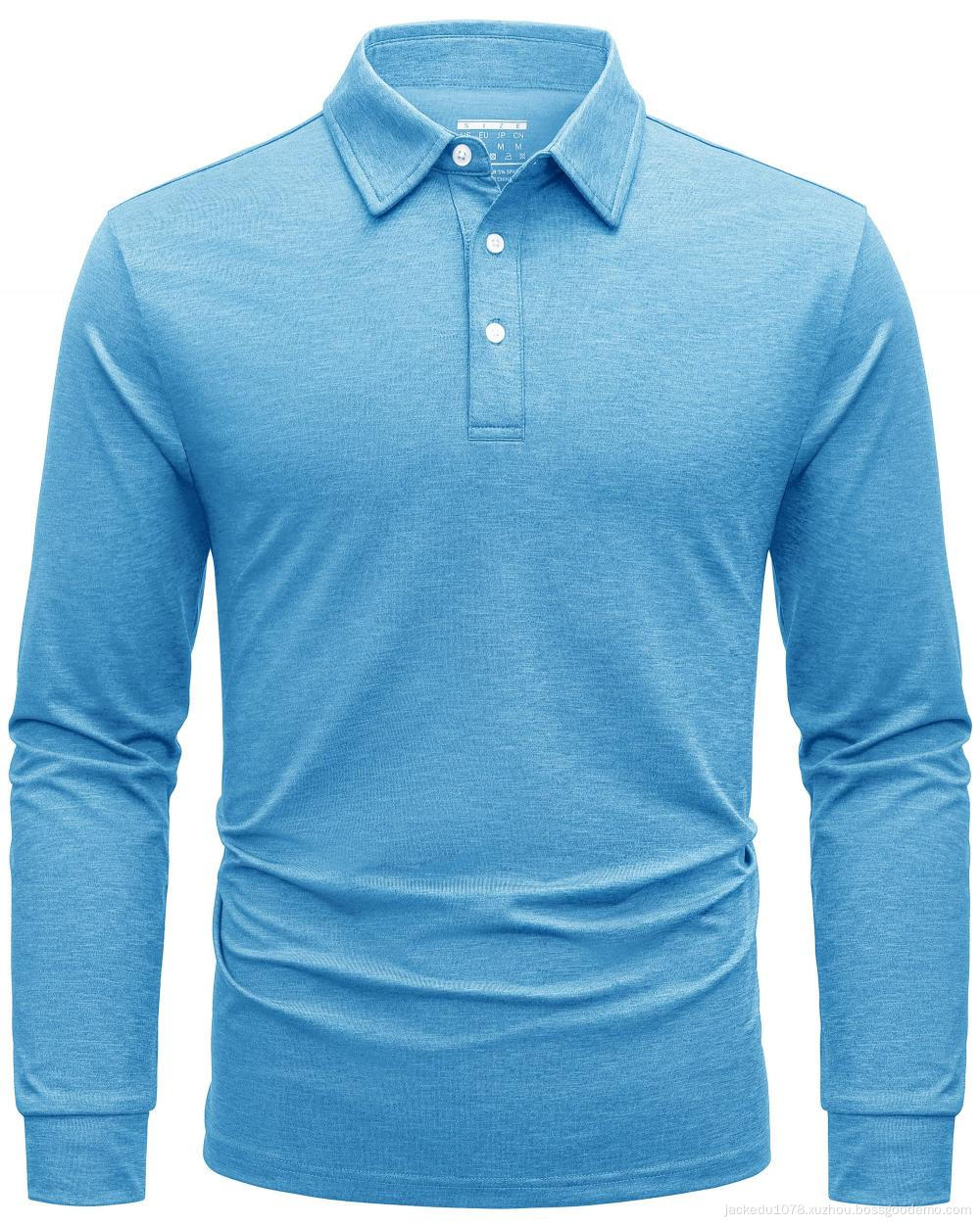 Long Sleeve Polo Shirts Golf Casual Polos Collared Shirts with 3-Button Lightweight Tops Sports Outdoor