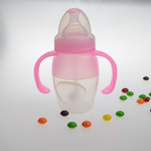 durable mini silica gel infant milk bottle with straw