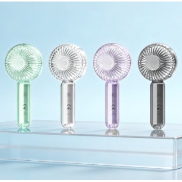 Ventilador portátil sem escova transparente com luz LED
