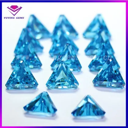 Topaz Blue Stone Price Per Carat Loose Aqua CZ Trillion Cut Gem