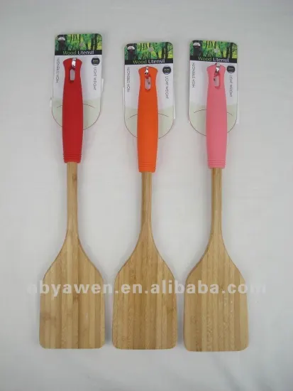 wooden spatula with silicone handle