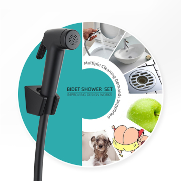 Leelongs Plastic Matte Black Toilet Hand Shower Set with Anti-twist Hose