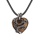 Yellow Tiger Eye Stone Heart Antique Silver Dragon Gemstone Pendant (32x42mm) Necklace 45cm Black Cord