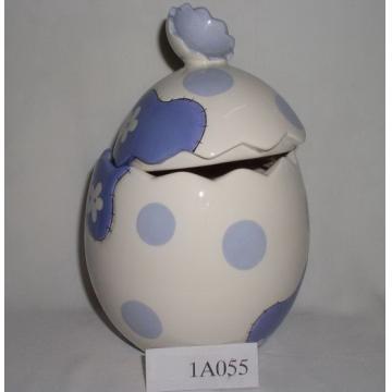 Ceramic Eastern Canister with Egg Design