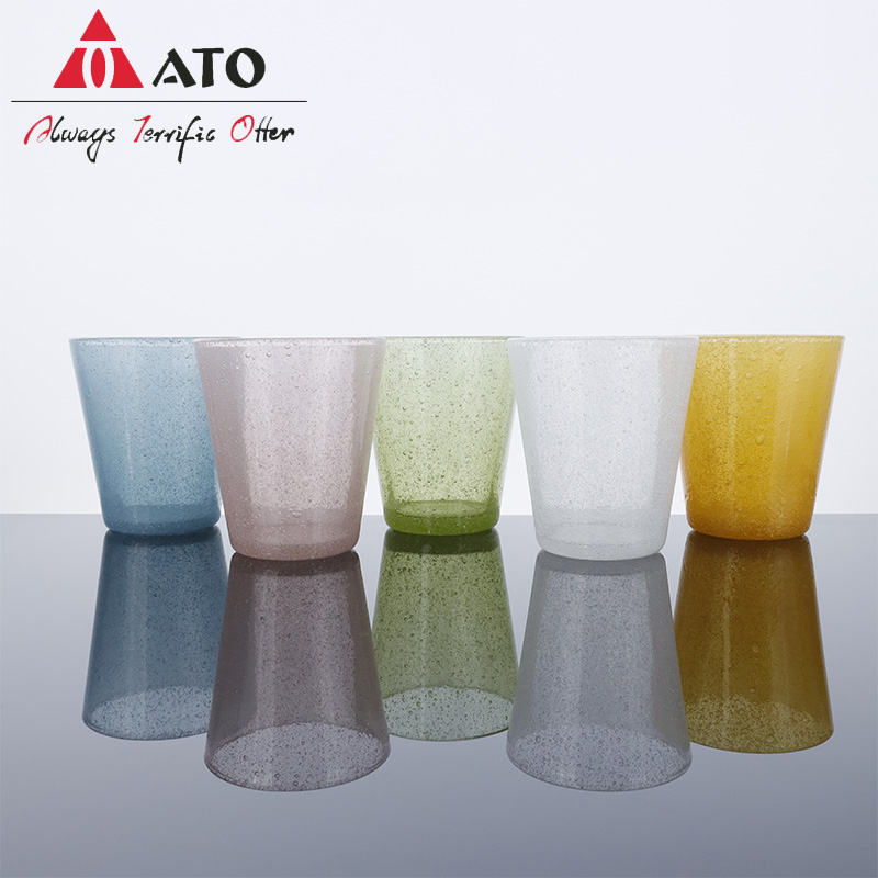 Custom handmade mouthblown drinking bubble glass cup