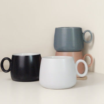 Ceramic Mug with Round Handle - Custom Design Cappuccino Latte Cup for Daily Use and Gifts