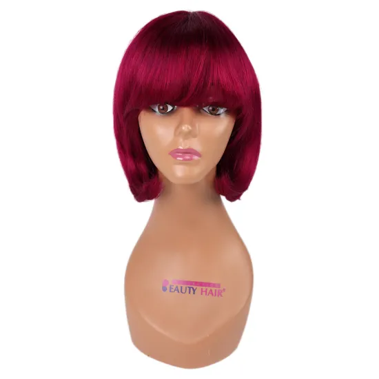 Wholesale Brazilian Short Colored Bob Wig 100% Remy Cuticle Aligned Virgin Human Hair Wig For African American Black Women