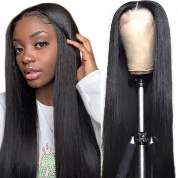 HD Lace Frontal Closure Wig Vendor Straight Raw Brazilian Human Virgin Hair Full Transparent Lace Front Wig Bleached Knots Cheap