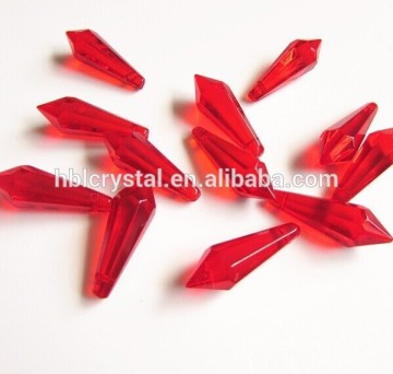 red color glass icicle U drop crystal chandelier parts