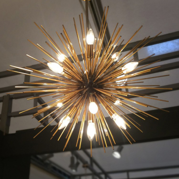 Golden Dandelion LED Chandelier Sputnik Firework Light