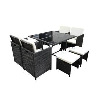 Outdoor Rattan Cube Set Dining Wicker Patio Furniture Table Sets