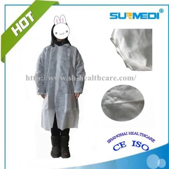 disposable white lab coat with elastic cuff