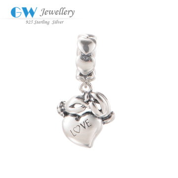 Love Heart 925 Sterling Silver Charms Silver Charms For Charm Bracelets