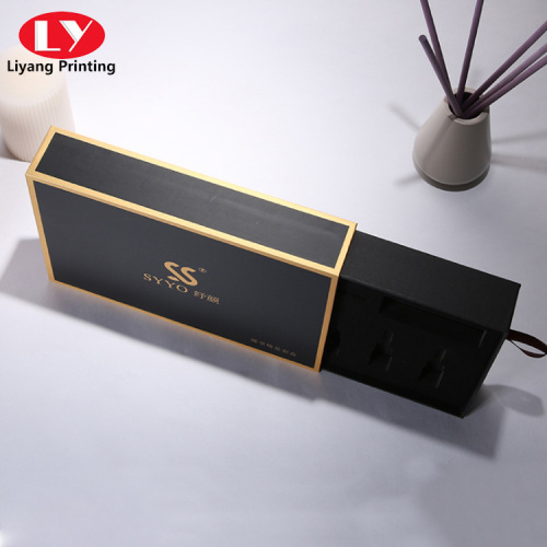 cosmetic black kraft paper sliding drawer box packaging