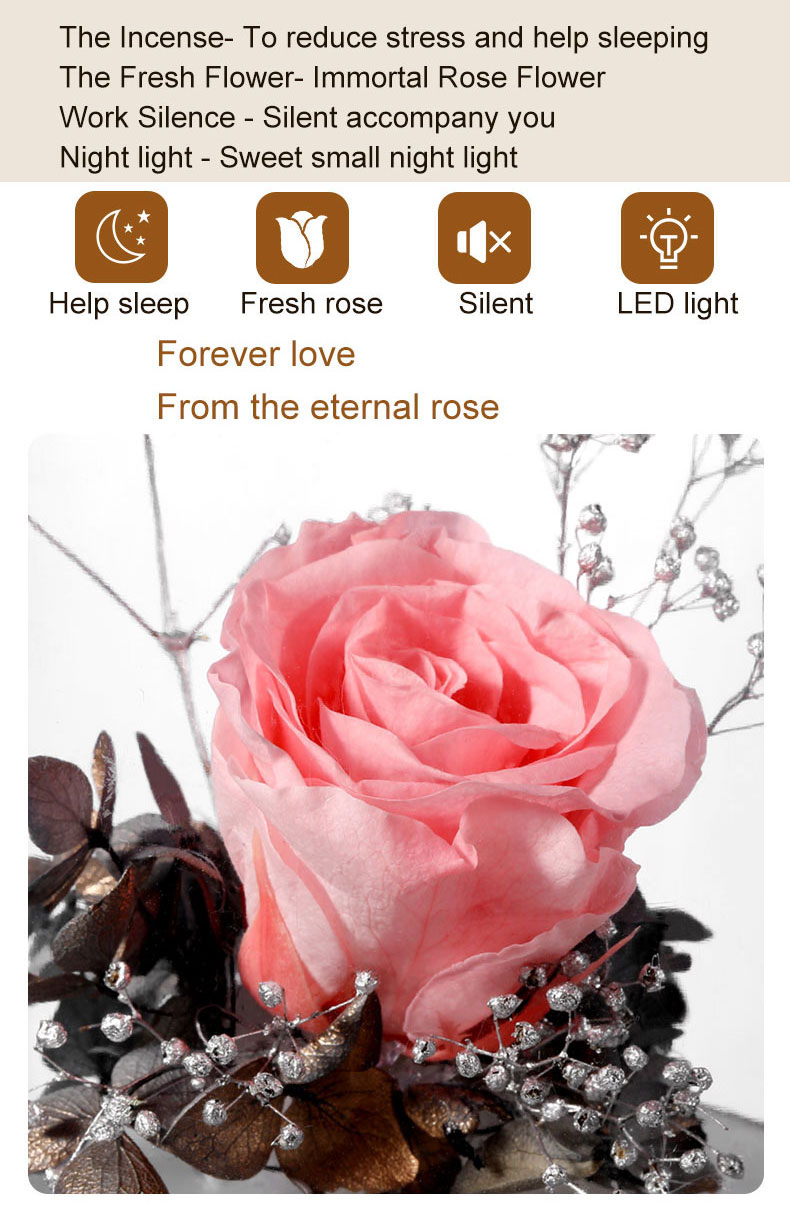 Parfum de lampe de rose Diffuseur sans eau en verre d&#39;huile essentielle