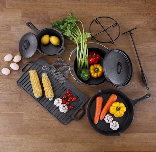 Outdoor Cooking Cast-Iron Cookware Set