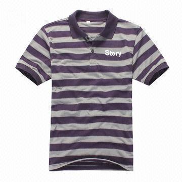 New Stripe Short Sleeves Promotional T-shirt, Anti-shrink, Various Sizes and Designs Available