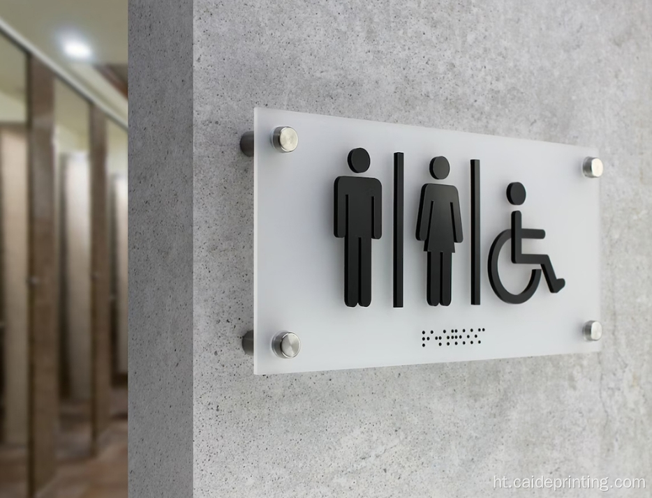 Custom Twalèt Nwa Plak Acrylic Braille Siy