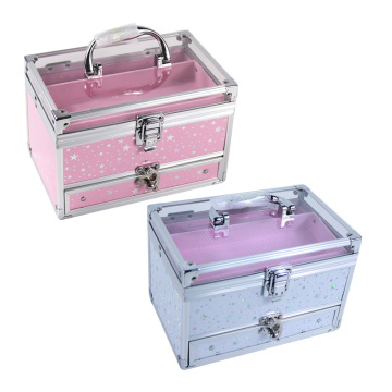 Transparent Pink Custom ABS Makeup Case - Portable Beauty Vanity Aluminum Cosmetic Box