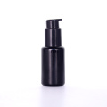 China Black Glass Lotion Bottle With Glossy Pump Factory