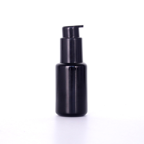 Black Glass Lotion Bottle With Glossy Pump