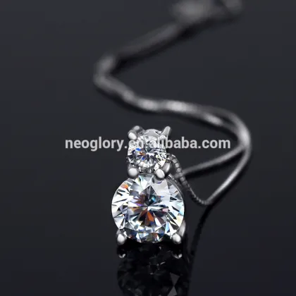 2017 New Design Rhodium Plating Sterling Silver Pendant Necklace Made With Swarovski Elements