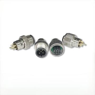 M12 Waterproof 5P 5P jantan dan betina terlindung B+konektor sekrup benang lurus