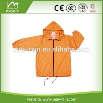 Orange polyester clear plastic rain jacket transparent rain jacket