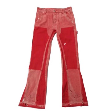 Recyclable Healthy Patched Red Vintage Jeans