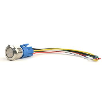 16 mm blauwe LED -drukknopschakelaar 5V met reset power pictogram en 50 cm draden