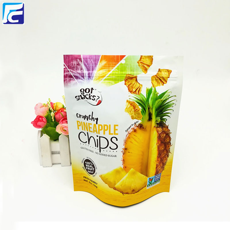 Laminate aluminium food stand up banana chips bags