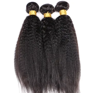Wholesale Kinky Straight Human Hair  Peruvian Hair Bundles for black women Yaki Straight Bundles Remy hair