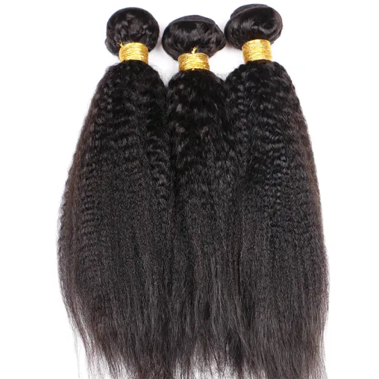 Wholesale Kinky Straight Human Hair  Peruvian Hair Bundles for black women Yaki Straight Bundles Remy hair